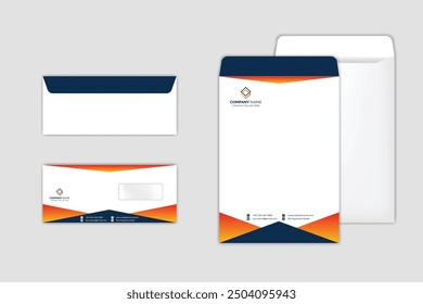 Envelope design. DL Envelope template. A4 Envelope vector design. Stationery Template Design Kit.
