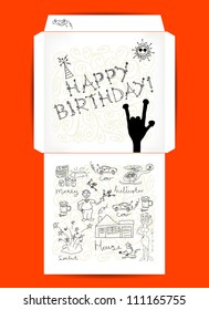 Envelope design, Happy Birthday.
