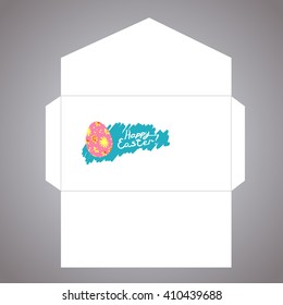 Envelope design with Happy easter Hand drawn illustration with eggs, EPS-8