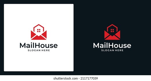 Envelope design with house home building logo vector icon design illustration. Mail icon. Email icon. Letter. Mailbox. Contact form