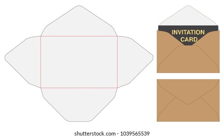 Envelope die cut mock up template Vector illustration.