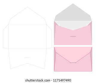 Envelope Die Cut Mock Up Template Vector