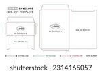 Envelope die cut template for A4 and DL, White envelope mockup