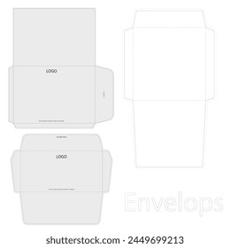 Envelope die cut template for White envelope mockup