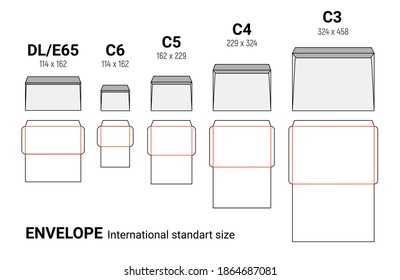 Envelope diecut template size a4 a5 a10. Envelop dimensions paper international mockup