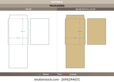 Umschlag dieline geformt durch Vektoranordnung Unterstützung Druckauftrag und organisierte Verpackung bauen genaue Matrize line-Formung hält die Manila-Umschlag flach und stetig