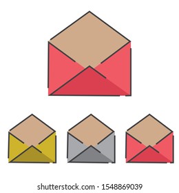 
Envelope in different colors on a white background. Vector