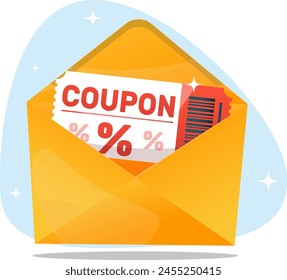 Envelope with discount coupon. Stock vector illustration