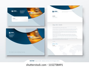 Envelope DL, C5, Letterhead. Corporate business stationery template for envelope and letter.