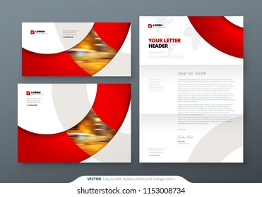 Envelope DL, C5, Letterhead. Corporate business stationery template for envelope and letter.