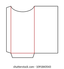 Envelope DL pocket size die cut template for card, invitation, flyer, letter, office document or message. Stamp. Vector black isolated circuit envelope. International standard size. Die line envelope.