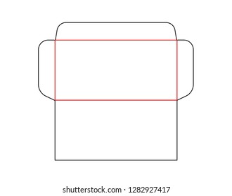The envelope DL size die cut template.  Vector black isolated circuit envelope. International standard size. Stamp.