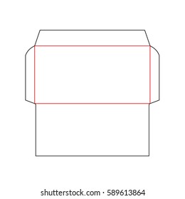 The envelope DL size die cut template. Stamp. Vector black isolated circuit envelope. International standard size