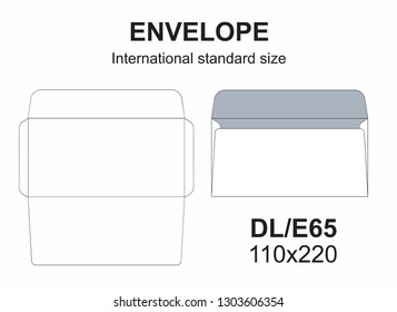 Envelope DL template for a4, a5 paper with cut lines. Vector illustration - Vector