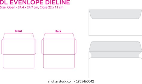 Envelope DL Template For A4, A5 Paper With Cut Lines. Vector Illustration
