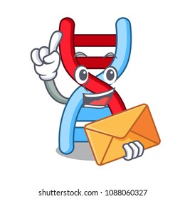 With envelope dna molecule character cartoon
