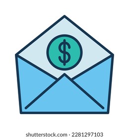 Envelope with Dollar Coin vector Finance concept colored icon or sign 
