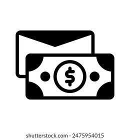 sobre icono de dólar o estilo de contorno de ilustración de logotipo. Iconos de comercio electrónico.