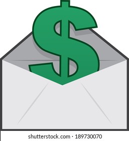 Envelope with dollar sign sticking out 