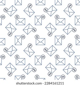 Envelope with Dollar Sign vector Email Payment concept outline seamless pattern