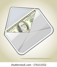 Envelope with dollars 