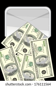 Envelope with dollars 