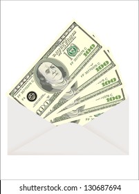 Envelope with dollars isolated on white