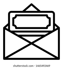Envelope with donations icon. Outline envelope with donations vector icon for web design isolated on white background