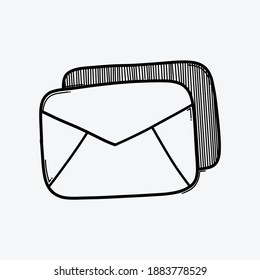 Envelope doodle vector icon. Drawing sketch illustration hand drawn line.