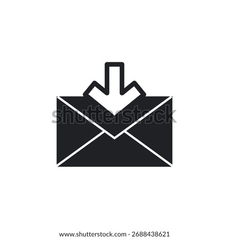 Envelope with a down arrow for incoming mail minimal solid icon