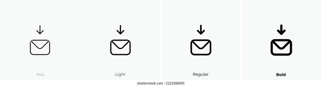 envelope download alt icon. Thin, Light Regular And Bold style design isolated on white background