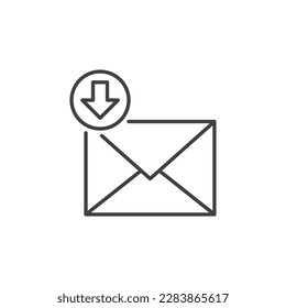 Envelope with Download Arrow vector Email Message concept icon or symbol in outline style