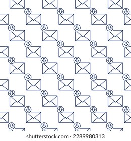 Envelope with Download Arrow vector Email Message concept seamless pattern in outline style 