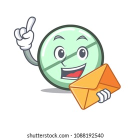 With envelope drug tablet character cartoon