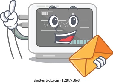 With envelope ecg machine stuck the cartoon wall
