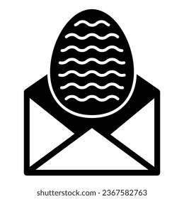 Envelope with egg solid icon, Happy Easter concept, Easter card sign on white background, Happy Easter message in envelope icon in glyph style for mobile and web design. Vector graphics