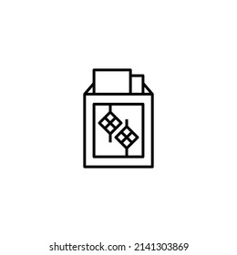Envelope Eid Mubarak Outline Icon - Ramadan and Eid Mubarak Icon Concept Vector Illustration.