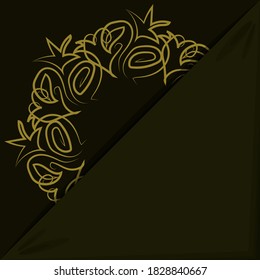 An envelope with an elegant decor for a postcard, invitation, greeting, business card, brochure and more. Golden circular ornament on a khaki background. Vector illustration