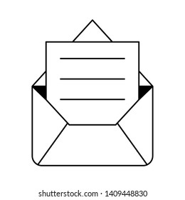 envelope email cartoon vector illustration graphic design in black and white