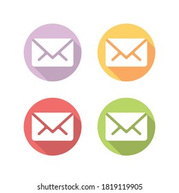 Envelope Email Flat Icons Set