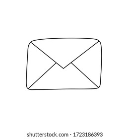 Envelope email hand drawn icon. Message symbol. Letter vector illustration isolated on white background