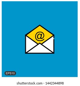 envelope and email icon with blue background. vector illustration