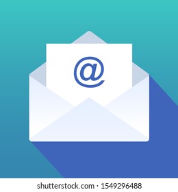 Envelope email icon. Flat art symbol. Vector illustration.