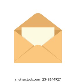 Envelope email icon flat vector. Open newsletter. Mail letter isolated