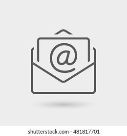 envelope with email icon isolated. gray color with shadow