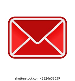 Envelope Email Icon In Red Color And White Line For Notification Message

