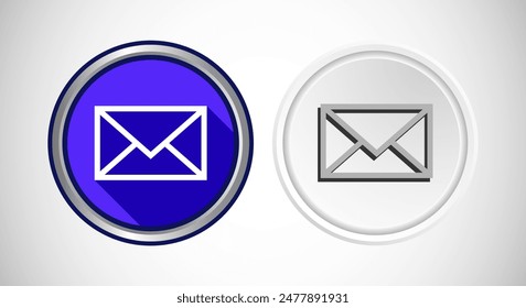 Envelope Email Icon Rounded Button Design Illustration