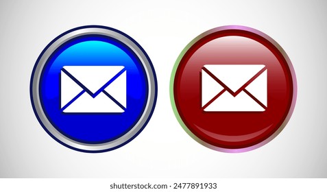 Envelope Email Icon Rounded Button Design Illustration