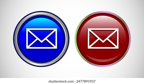 Envelope Email Icon Rounded Button Design Illustration