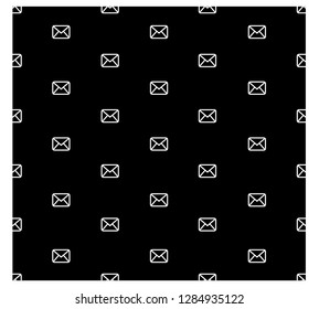Envelope, email icon seamless black and white pattern, background